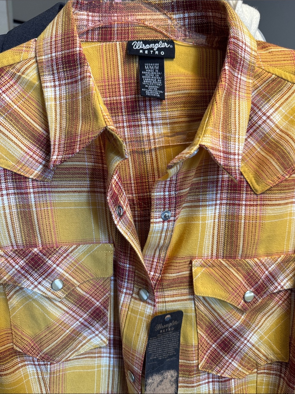 Wrangler Yellow and Red Plaid Retro Western Shirt NWT